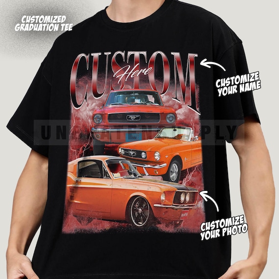 Custom Vintage Car Photo Tee, Personalized JDM Racing Bootleg 90s