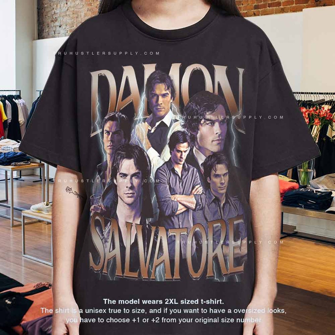 Vintage Damon Salvatore Graphic Shirt Tee Tshirt, Retro Damon Salvatore Graphic Tshirt, Damon