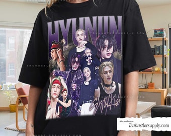 Chemise graphique Hyunjin Straykids inspiré Kpop, T-shirt rétro Hyunjin, chemise Hyunjin Kpop Bootleg, chemise Kpop vintage pour son anniversaire