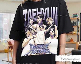 Chemise graphique Taehyun, chemise graphique Taehyun Y2K, cadeau chemise Taehyun Kpop vintage pour elle, produits dérivés Kpop, chemise graphique Kpop