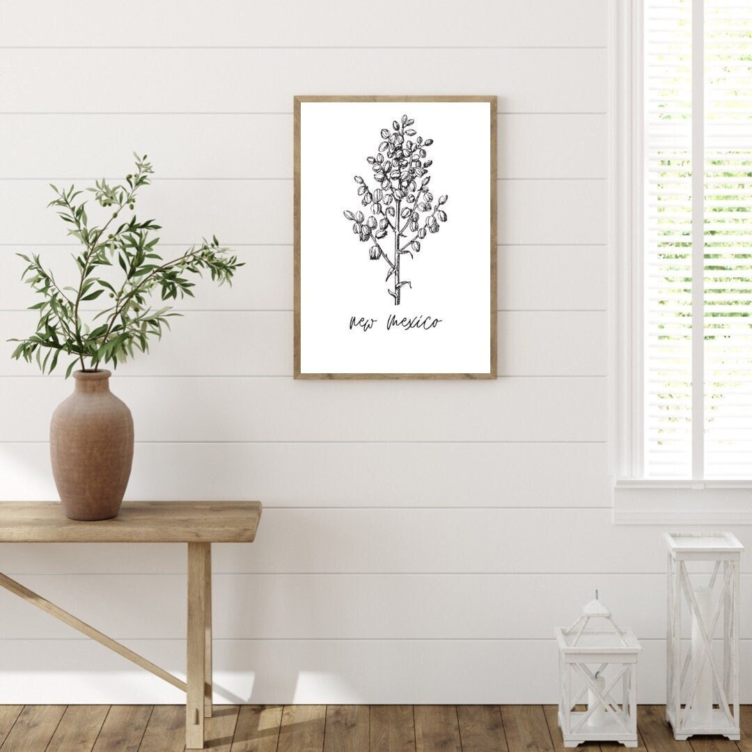 Minimalist New Mexico State Flower Yucca Flower Printable Etsy