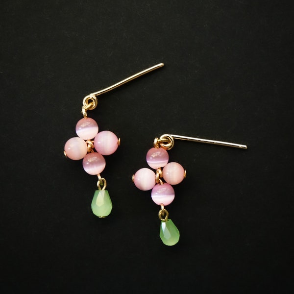 Boucles d’oreilles 𝘍𝘳𝘢𝘯𝘨𝘪𝘯𝘦𝘴 rose/vert
