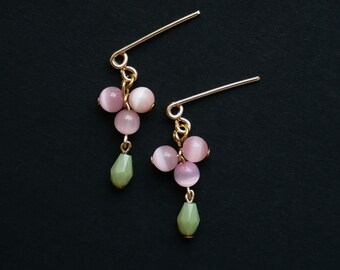 Boucles d’oreilles 𝘗𝘰𝘭𝘭𝘦𝘯 rose et vert