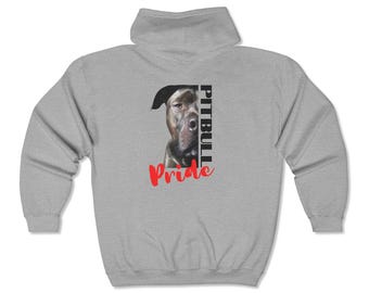 Sudadera con capucha con cara de pitbull oscura de Pitbull Pride / Concientización sobre el rescate de pitbulls