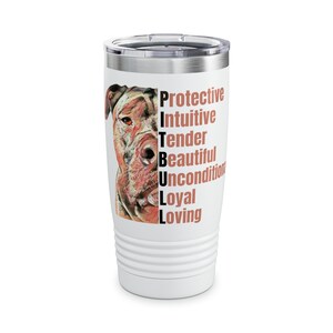 Vaso Ringneck, Pitbull descrito de 20 oz, Vaso para mamá Pitbull, Vaso para amantes de Pitbull, Viaje para perros Pitbull, Regalo para mamá o papá de perro Pitbull.