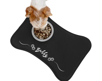 Dog Bone Pet Feeding Mat, Personalized Dog Name Food Mat, Custom Pet Bowl Mat, Puppy Gift, Dog Lover, Dog Mom, Pet Supplies, Dog