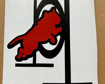 Agility Dog Vinyl Decal, Hoop Jump Decal for Car, Water bottle, Laptop, Customizable Vinyl Decal, Dog Sports Sticker Decal, Pitbull Sticker