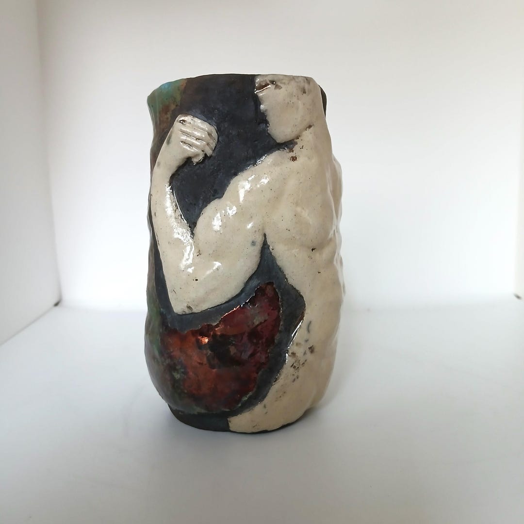 The Bodybuilder RAKU POTTERY Unique Hand-built Vase of Quality ...