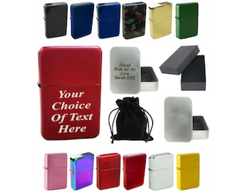 Personalised Lighter for Fathers Day, Anniversary, Wedding, Christmas Gift - Choice of Colour & Packaging