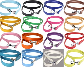 Vibrant Leather Dog Lead For Dog, Puppy, Small, Medium & Large Vibrant Colourful Pet Leash - Available in 16 Bright Colours and 3 Sizes