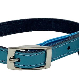 Genuine Leather Kitten / Cat Collar with Safety Elastic, Buckle Fastening & Bell. Ideal for Cats or small puppies image 3