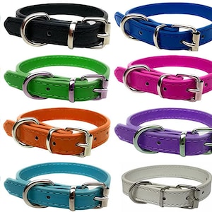 Strong Leather Dog Collar for Puppy, Cat, Dogs - For Small, Medium, Large & Extra Large Pet Collars - Range of Colours and Sizes
