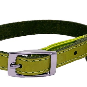 Genuine Leather Kitten / Cat Collar with Safety Elastic, Buckle Fastening & Bell. Ideal for Cats or small puppies image 5