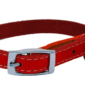 Genuine Leather Kitten / Cat Collar with Safety Elastic, Buckle Fastening & Bell. Ideal for Cats or small puppies image 9