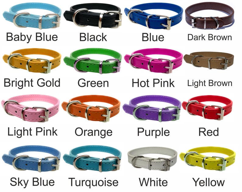 Vibrant Leather Dog Collar for Puppy, Dogs - For Small, Medium & Large Pet Collars with Personalised Engraved Bone Shaped Tag image 3
