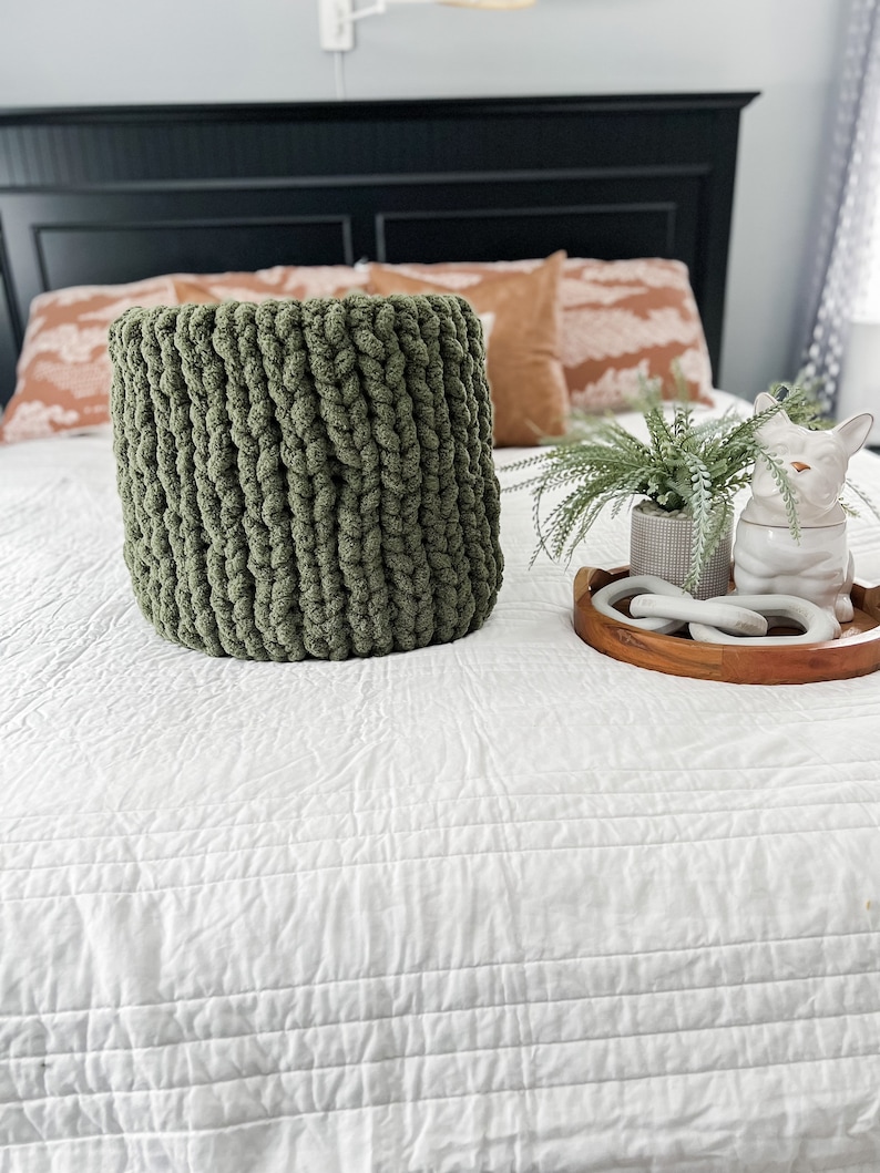 Olive Green Chunky Knit Blanket Cozy Bedroom Throw Christmas Gift Etsy