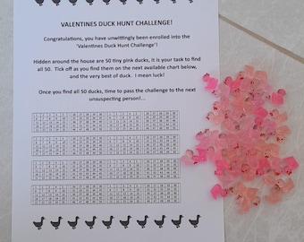 The 'Valentine's Mini Duck Hunt' Challenge Game - Hide 50 pink mini ducks around the house for your loved One - Hide and Seek or Easter Hunt