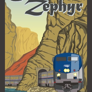 Amtrak California Zephyr Train Journey USA Retro Print / Canvas / Wall Art