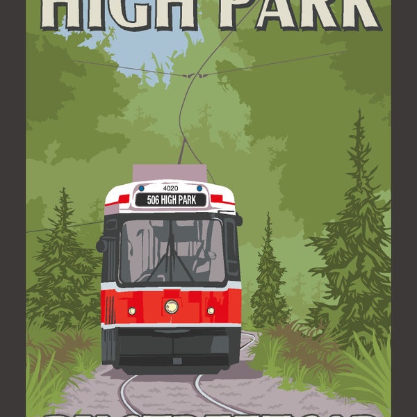 Toile rétro Toronto High Park TTC Streetcar | Imprimer | Art mural