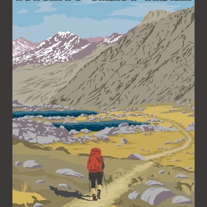 Pacific Crest Trail Hiking California Sierra Nevada Retro Print / Canvas / Wall Art
