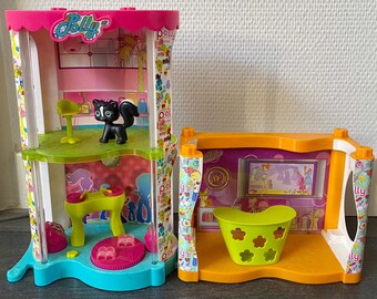 Polly Pocket, shopping mall, shopping center, dancing club with lights, Mattel