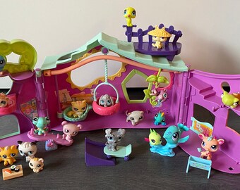 My Littlest Pet shop, LPS auténtico, casa club con mascotas, juguete antiguo