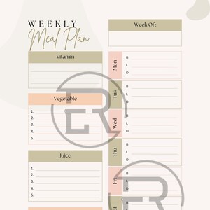 Weekly Meal Plan, Meal Prep, Printable, Digital Download, Daily Planner, Schedule,