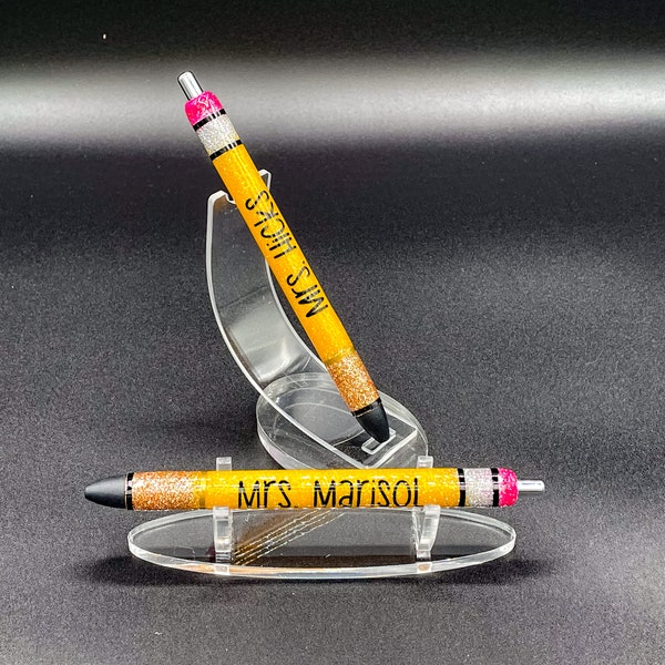 Bleistift Look Benutzerdefinierte handgemachte Glitzer Stift Lehrer Bleistift Stift personalisiert - Lehrer Geschenk, nachfüllbarer Tintenstift