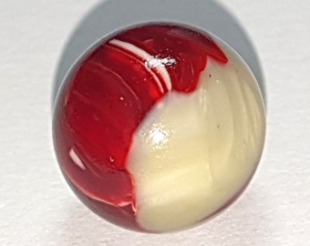 Maroon, green and white swirled glass paperweight button. Most unusual. 2 sewing holes. Circa 1900s.  7/16 &quot; or  12 mm. PW771