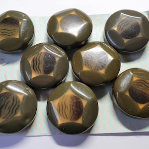 8 Vintage Sage Green Celluloid Buttons: Pentagon Design, 1900s Fashion (38mm)