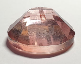 1 unusual deeply faceted pink Celluloid button. Circa 1930s. Self tubular shank.  1 1/8" or 28mm. CB540