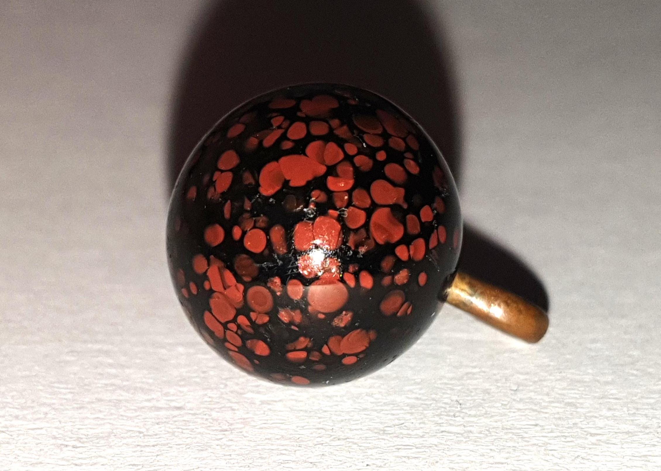 1900s Black Glass Paperweight Button Speckled With Brown Aventurine ...