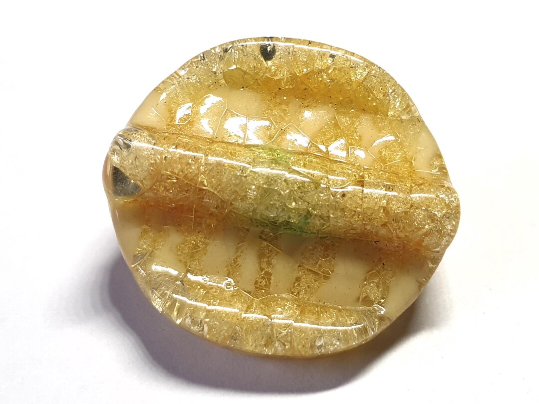 Button Ridges Button. 1940s Mottled Yellow and White Glass Button With Raised Ridges ...