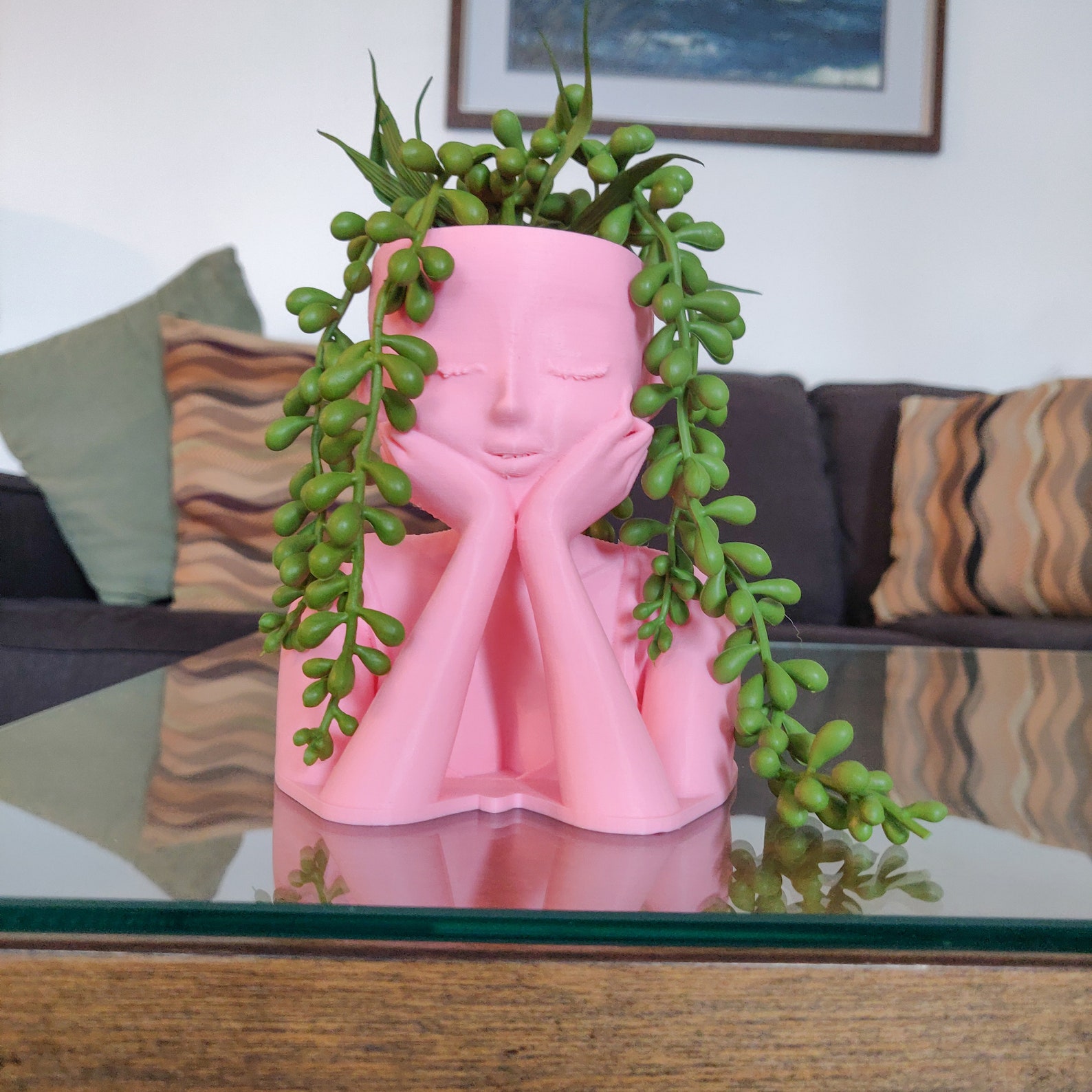 LARGE Girl Head Planter Cute Face Planter With Eyelashes Etsy