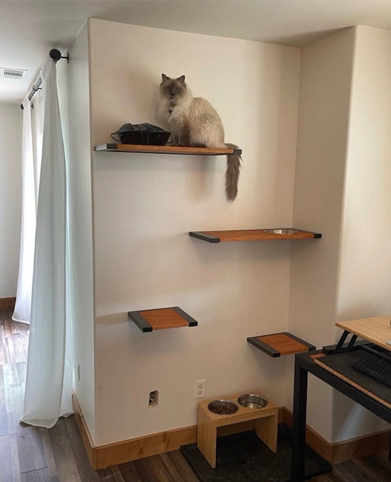 Custom Handmade Floating Book Shelf End Table Cat Jungle Etsy