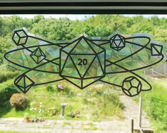 D20 Galaxy Suncatcher Sticker - Easy to use window rainbow maker, Gift for TTRPG players, Nerdy decor, Space themed gifts, Dice gift ideas
