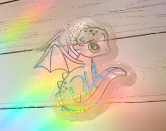 Cute Dragon Suncatcher Sticker - Easy to use window rainbow maker, Chinese New Year of the Dragon, TTRPG gift ideas