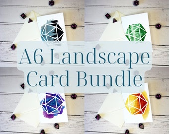 Aquarel D20 A6 Landschap Wenskaart BUNDEL van 4- Blanco binnenkant voor aangepaste berichten