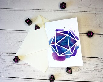 Aquarel Galaxy D20 A6 Landschap Wenskaart - Blanco binnenkant voor aangepaste berichten
