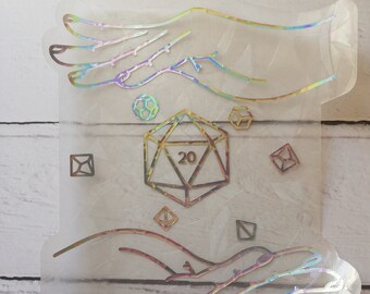 Magical Dice Hands Suncatcher Sticker - Easy to use window rainbow maker, Nerdy TTRPG gift, Witchy aesthetic, Nerdy decor