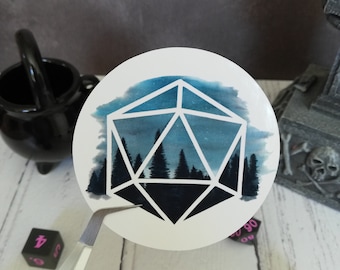Nightsky Woods sticker - Aquarel, D20 sticker, TTRPG speler sticker, nerdy cadeau idee, campagnedagboek sticker, abstracte sticker