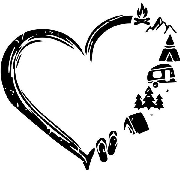 Camping Heart Decal