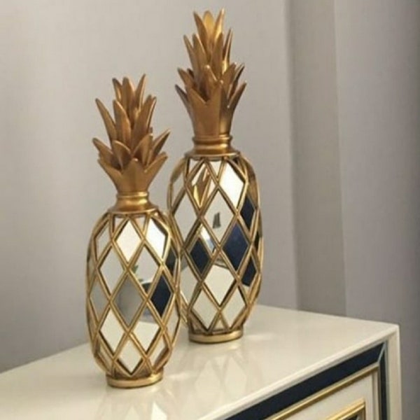 Verspiegelte Ananas,Gold Ananas Set,Ananas Objekt,Home Dekor,Home Accessoire,Silber Ananas,Büro Dekoration,