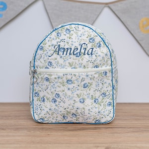Sac à dos personnalisé pour enfants, sac à dos fleurs bleues toodlers, sac à dos brodé pour enfants, sac à dos pour enfants avec nom, sac à dos pour bébé