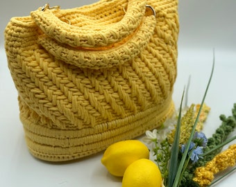 Handcrafted Yellow Crochet Handbag