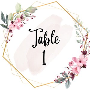 Tabelnummers 1-25 Roze bloemenhuwelijksontwerp