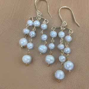 Pearl Earrings, chandelier earrings, gold filled, baroque pearl earrings, bridal earrings