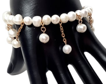 Pearl Dangle Bracelet|anthropologie inspired jewelry|gold bracelet|wedding bracelet|modern bracelet