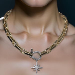 Horseshoe Carabiner Clasp Necklace|paper clip|u link|24k gold filled