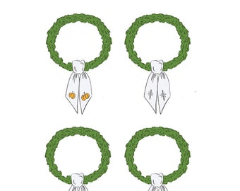 Wreath Sash Clip Art Hand Drawn